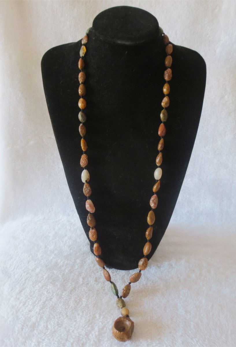 gobi vein stone long necklace, natural rough agate (n685)
