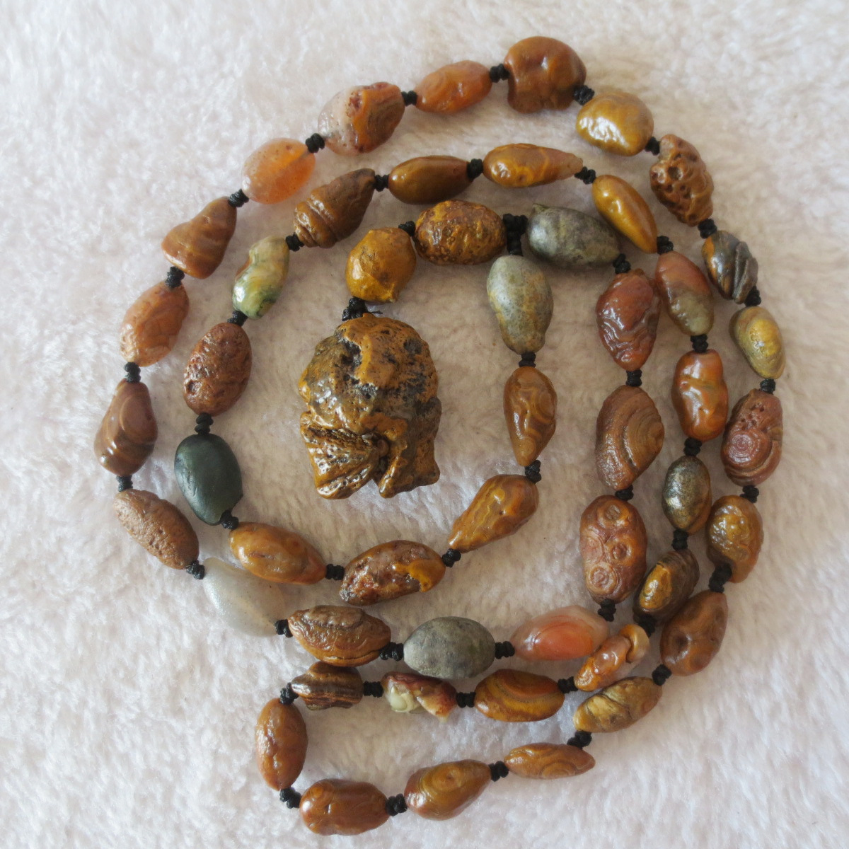 gobi vein stone long necklace, natural rough agate (n686)