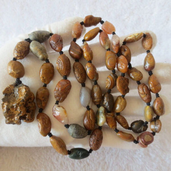 gobi vein stone long necklace, natural rough agate (n686)