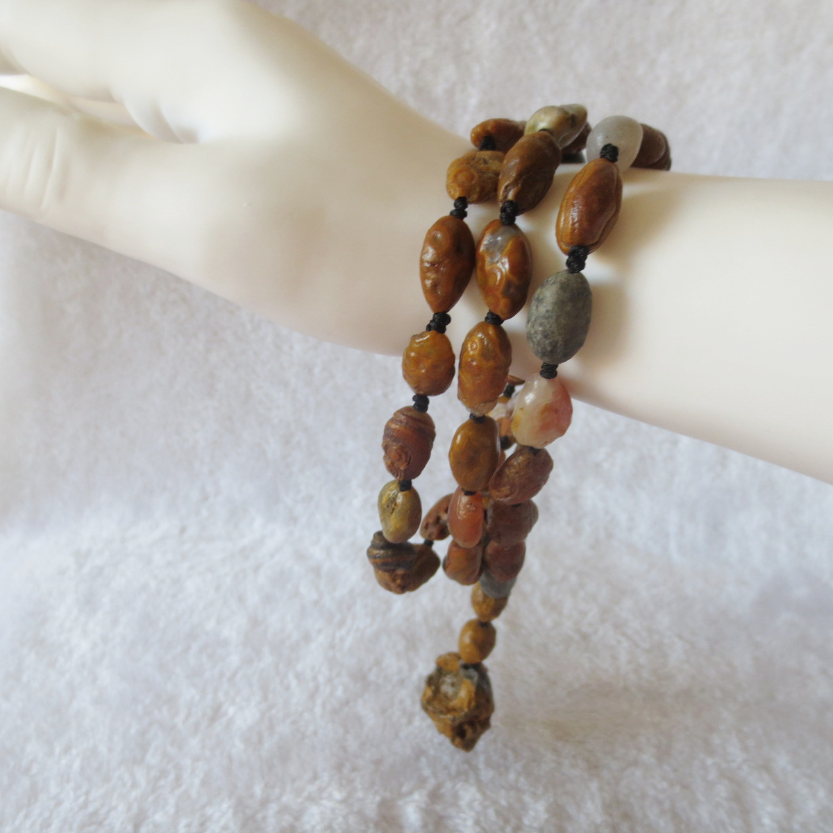 gobi vein stone long necklace, natural rough agate (n686)