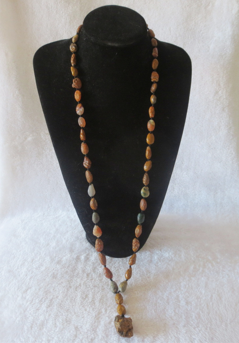 gobi vein stone long necklace, natural rough agate (n686)