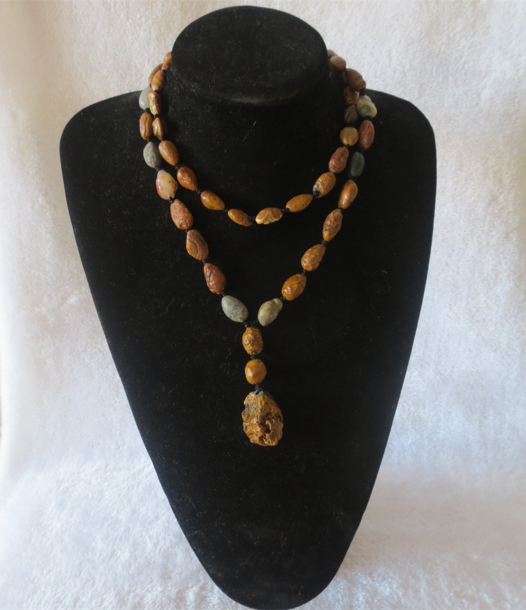 gobi vein stone long necklace, natural rough agate (n686)