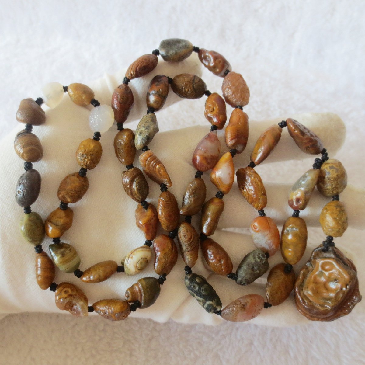 gobi vein stone long necklace, natural rough agate (n687)