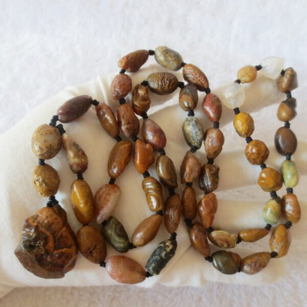 gobi vein stone long necklace, natural rough agate (n687)