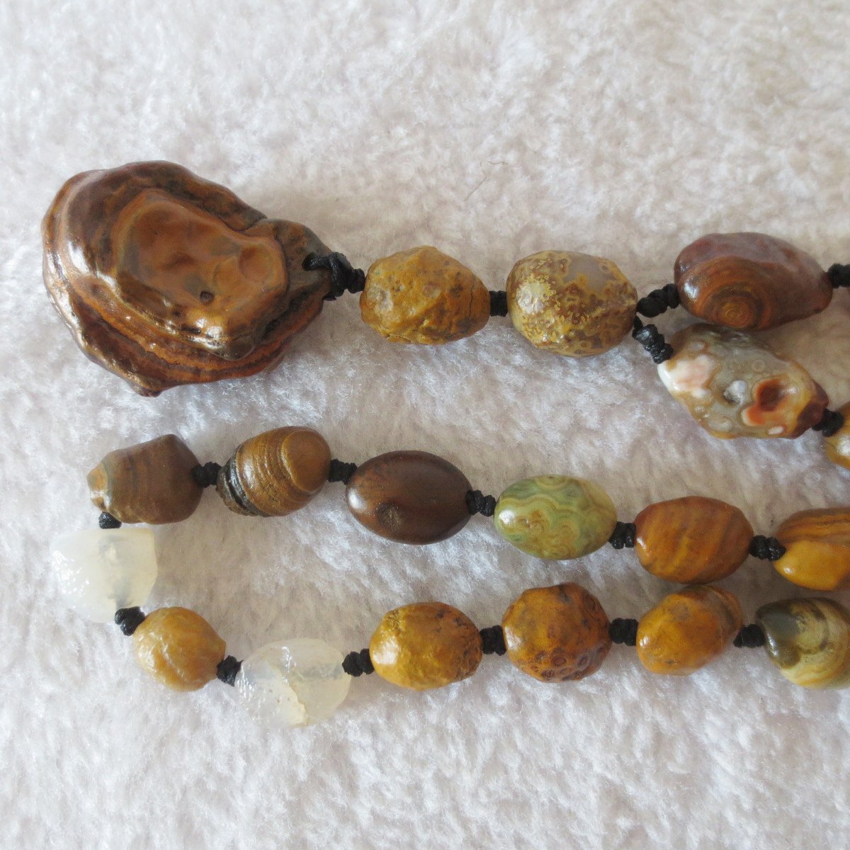 gobi vein stone long necklace, natural rough agate (n687)