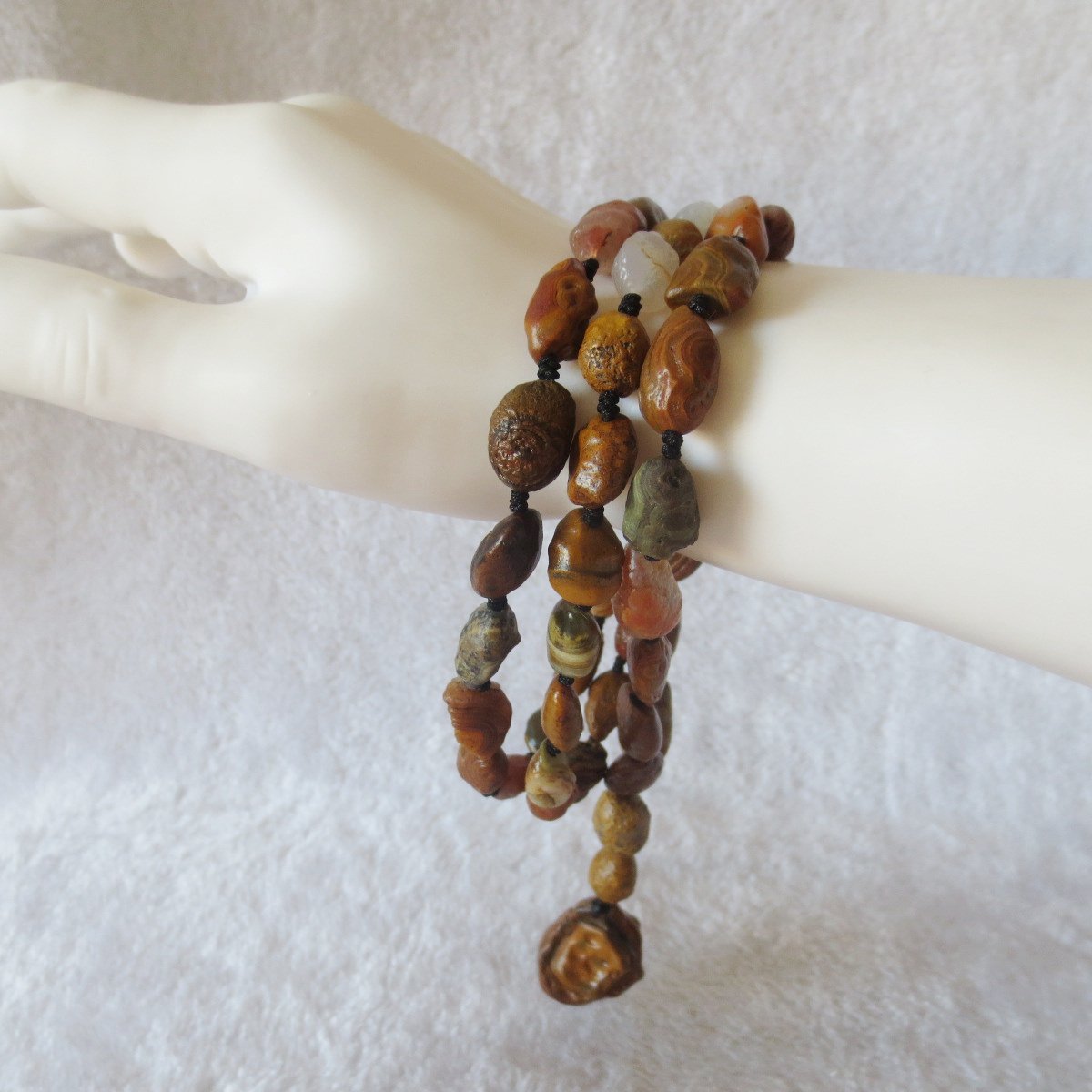 gobi vein stone long necklace, natural rough agate (n687)
