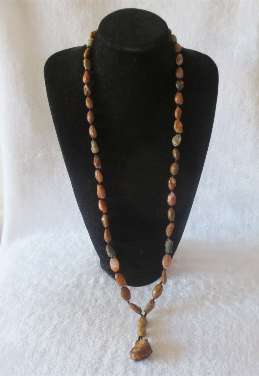 gobi vein stone long necklace, natural rough agate (n687)