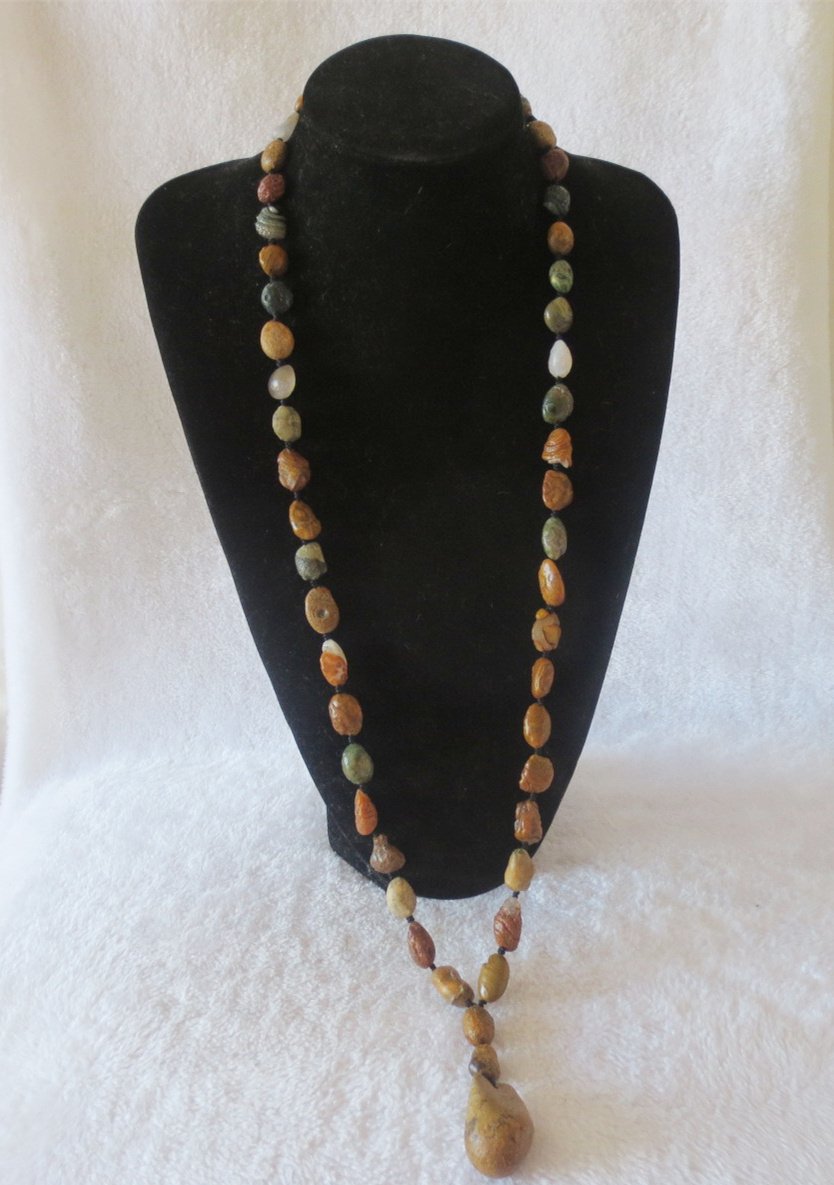 gobi vein stone long necklace, natural rough agate (n689) (copy)