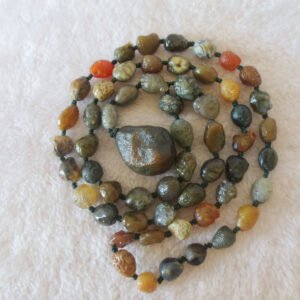 gobi vein stone long necklace, natural rough agate (n693)