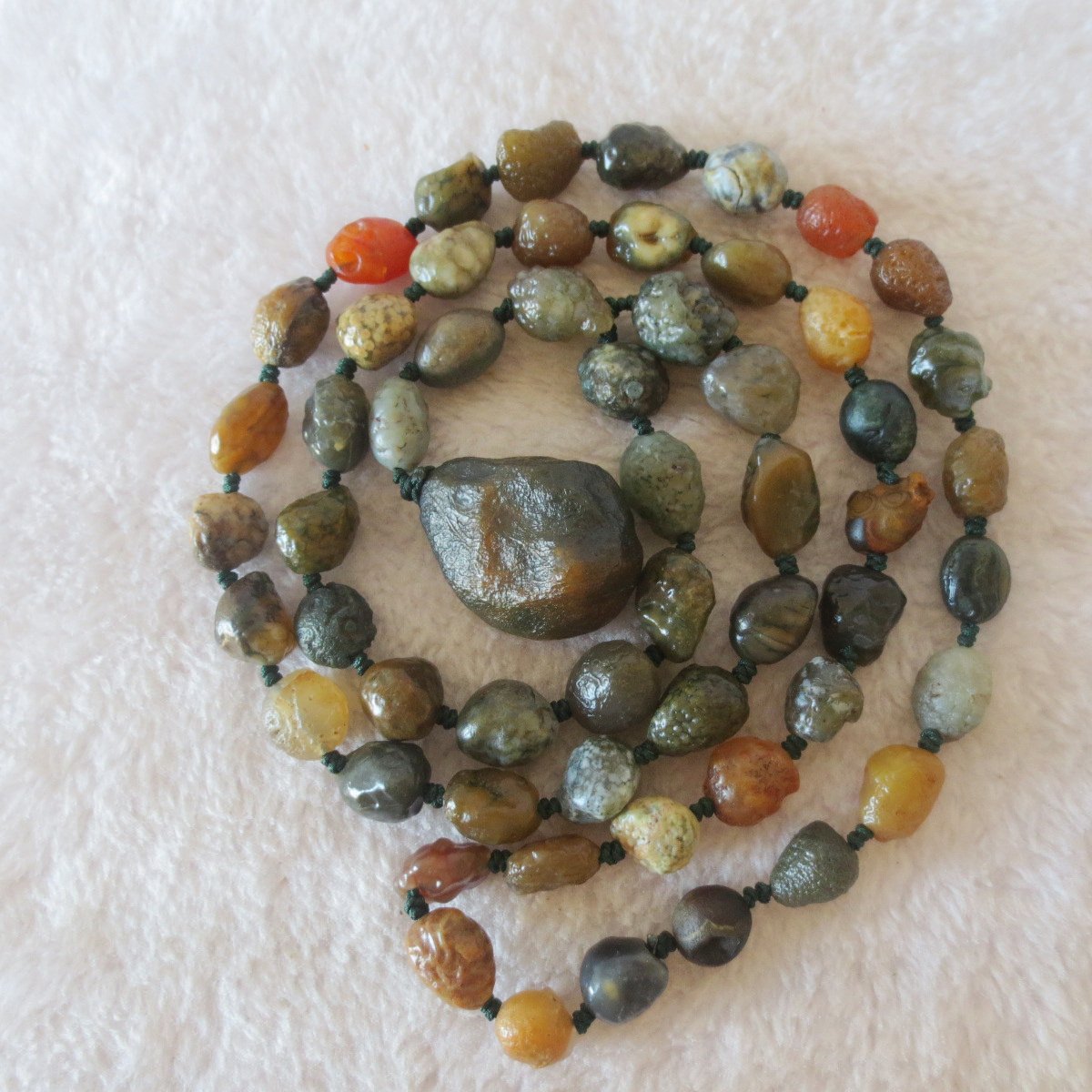 gobi vein stone long necklace, natural rough agate (n693)