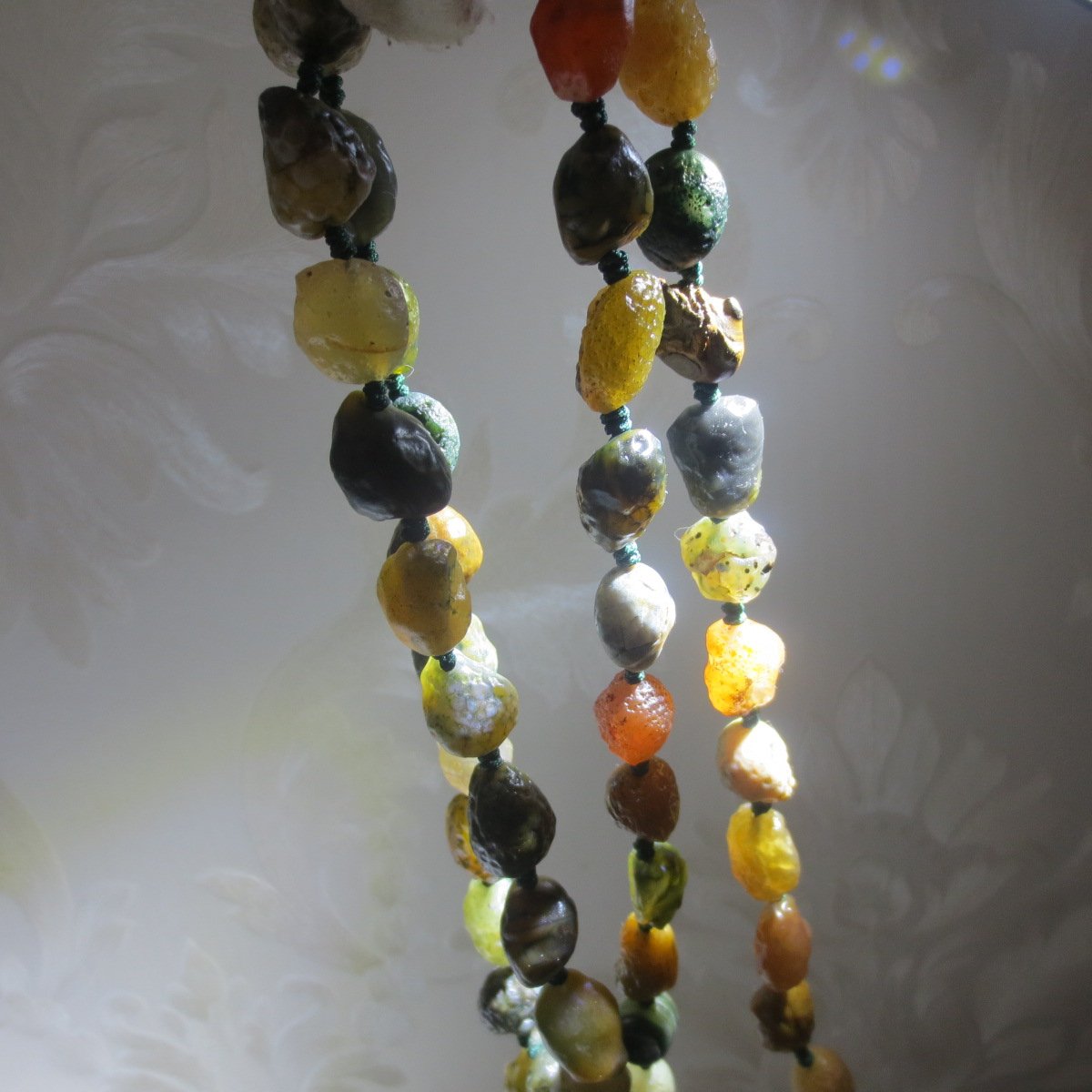 gobi vein stone long necklace, natural rough agate (n693)