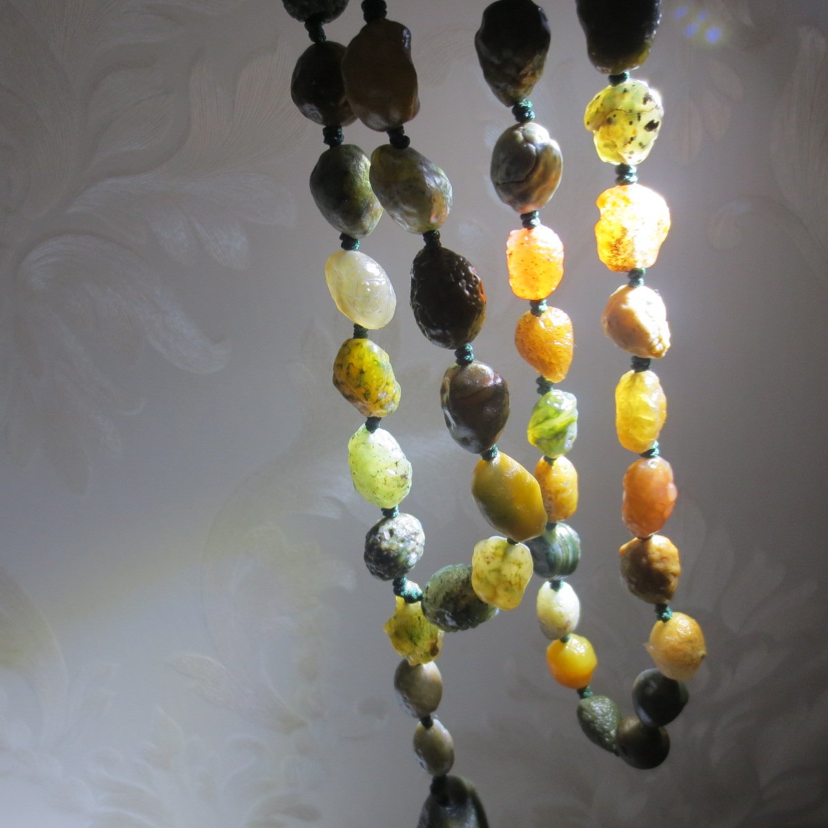 gobi vein stone long necklace, natural rough agate (n693)