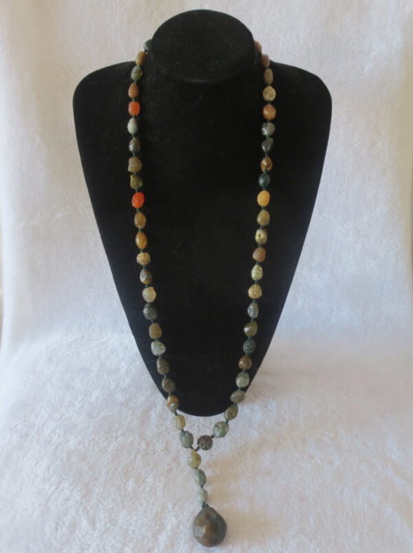 gobi vein stone long necklace, natural rough agate (n693)