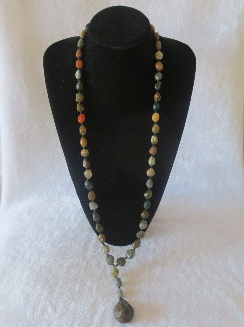 gobi vein stone long necklace, natural rough agate (n693)