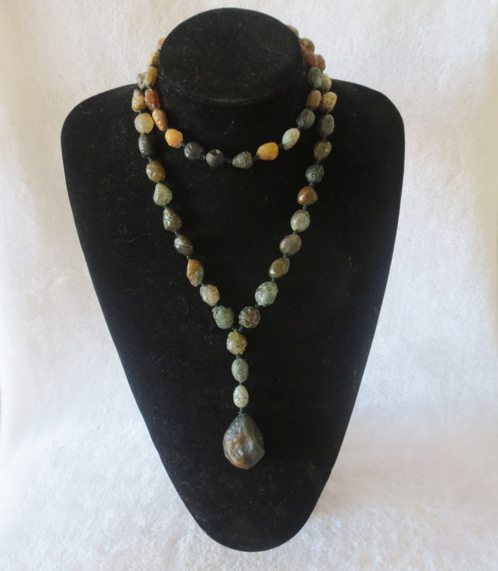 gobi vein stone long necklace, natural rough agate (n693)