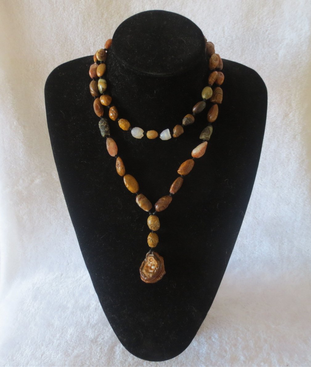 gobi vein stone long necklace, natural rough agate (n687)