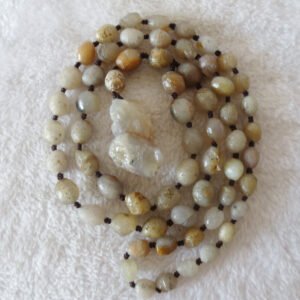 gobi white stone long necklace, natural rough agate (n694)