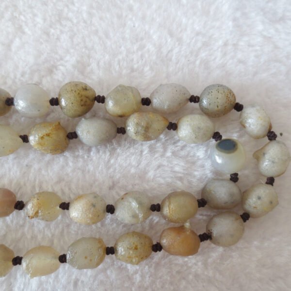 gobi white stone long necklace, natural rough agate (n694)