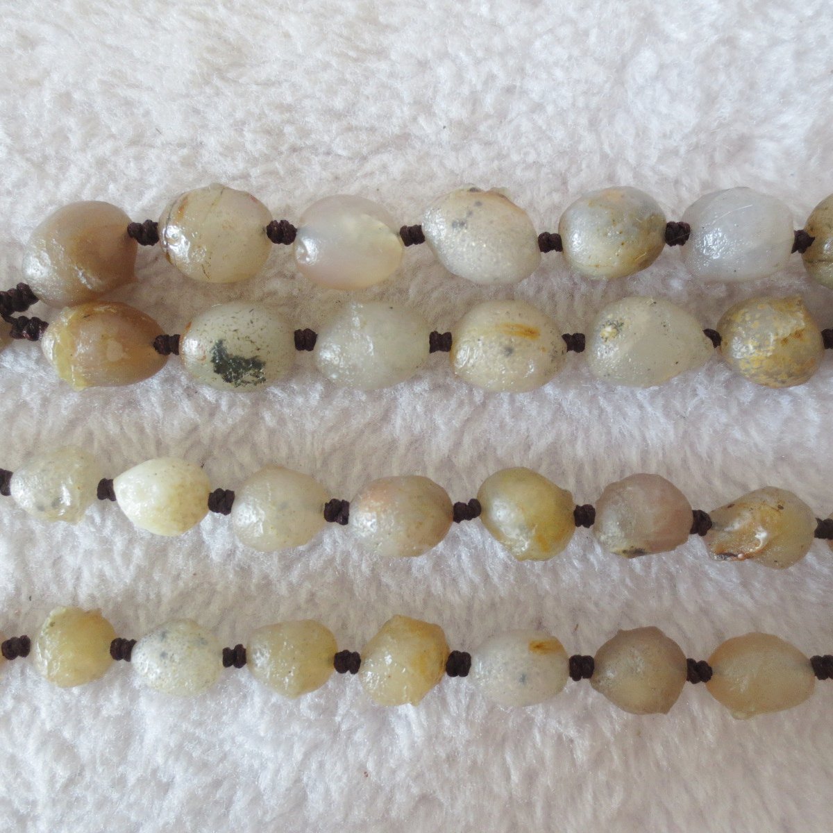 gobi white stone long necklace, natural rough agate (n694)