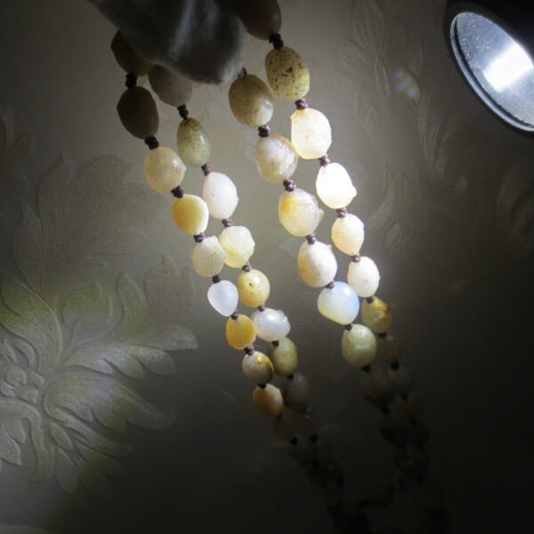 gobi white stone long necklace, natural rough agate (n694)