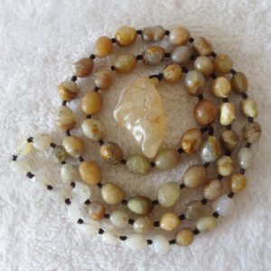 gobi white stone long necklace, natural rough agate (n695)