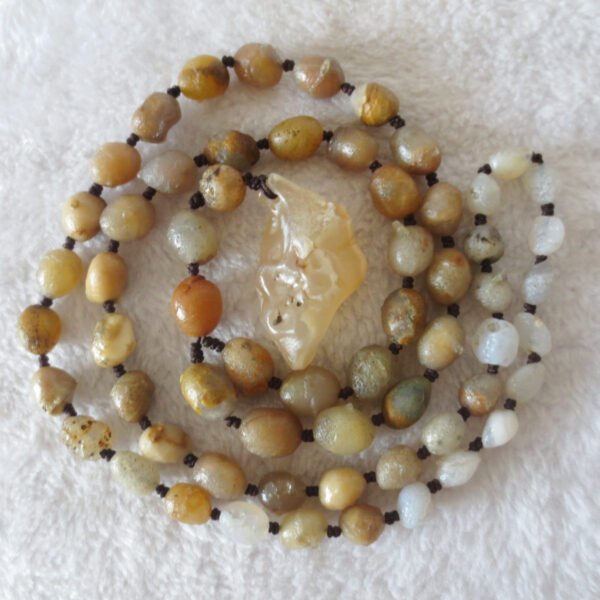 gobi white stone long necklace, natural rough agate (n695)