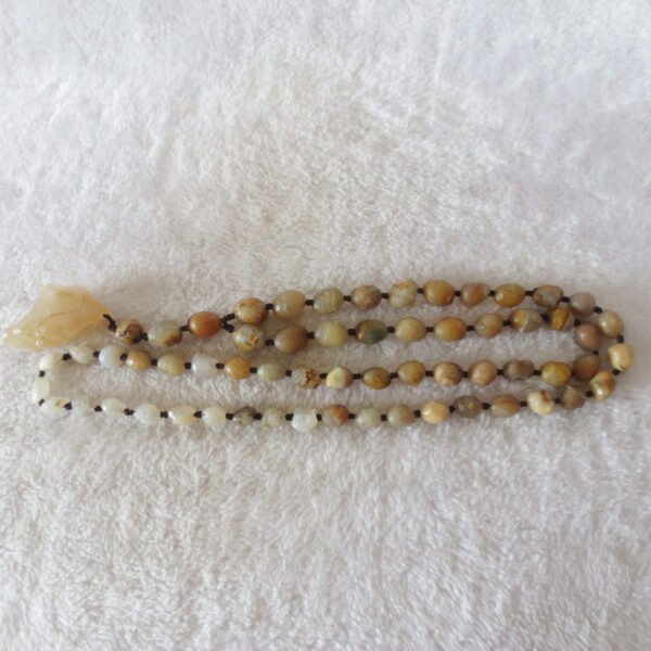 gobi white stone long necklace, natural rough agate (n695)