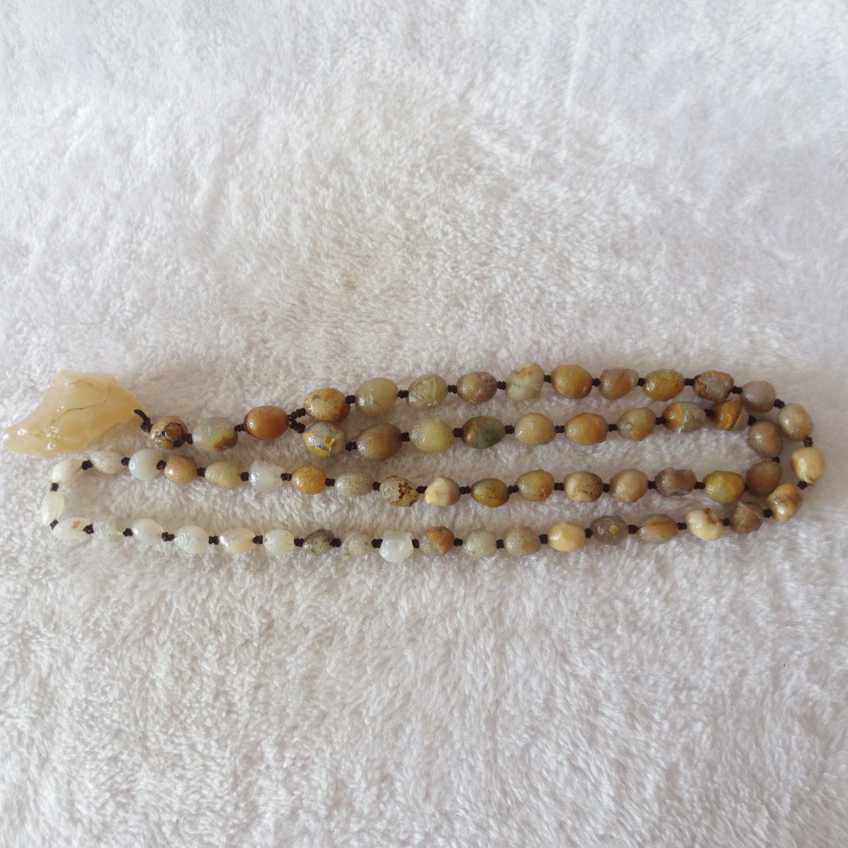 gobi white stone long necklace, natural rough agate (n695)
