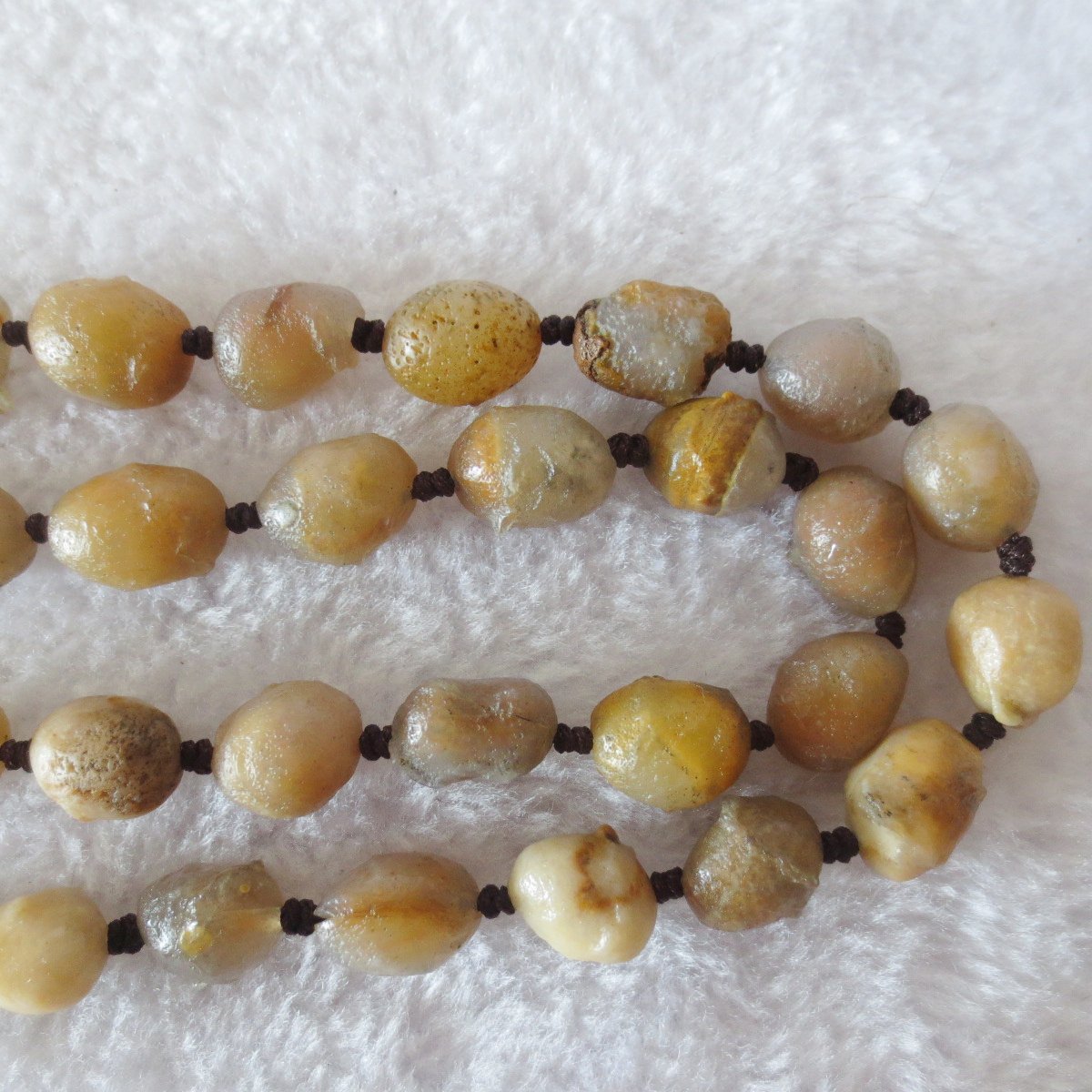 gobi white stone long necklace, natural rough agate (n695)