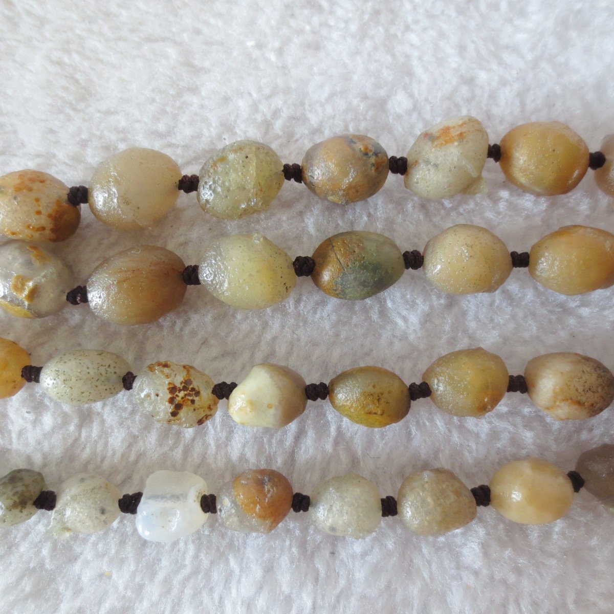 gobi white stone long necklace, natural rough agate (n695)