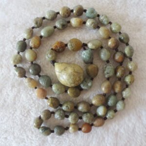 gobi eye stone beaded necklace, natural alxa agate pebble long necklace (n696)