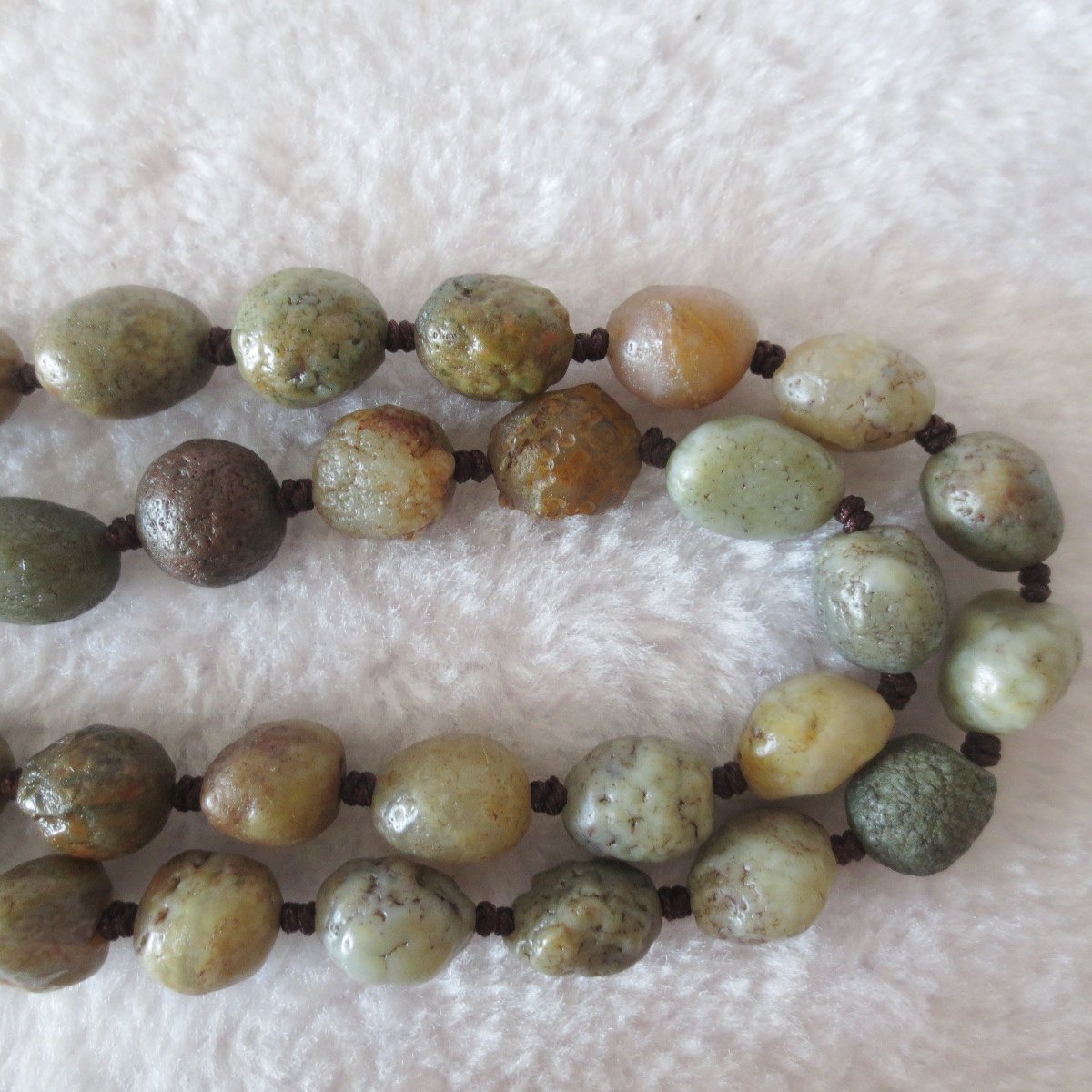 gobi eye stone beaded necklace, natural alxa agate pebble long necklace (n696)