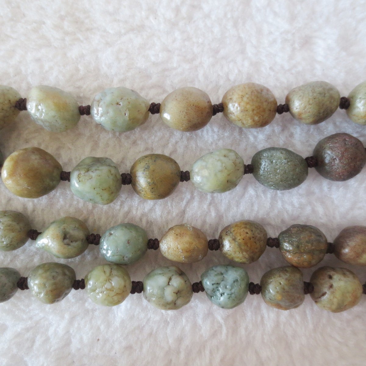 gobi eye stone beaded necklace, natural alxa agate pebble long necklace (n696)