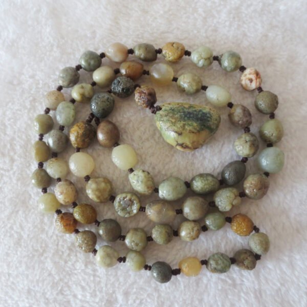 gobi eye stone beaded necklace, natural alxa agate pebble long necklace (n696) (copy)