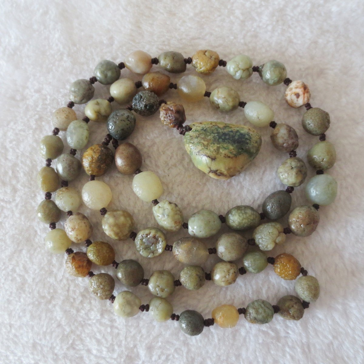 gobi eye stone beaded necklace, natural alxa agate pebble long necklace (n696) (copy)
