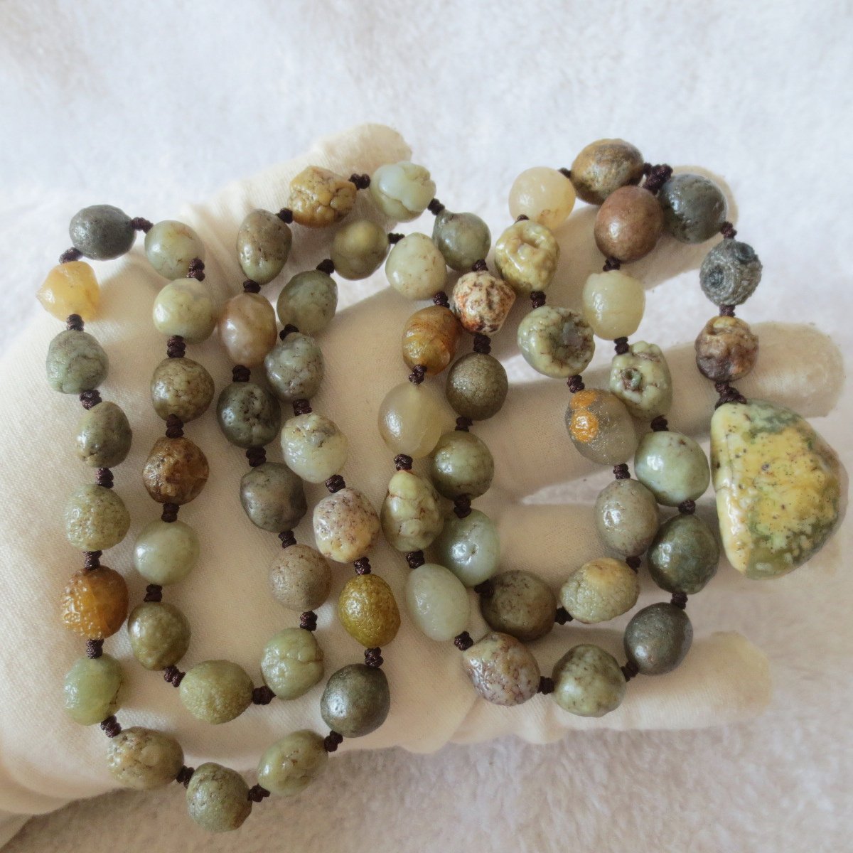 gobi eye stone beaded necklace, natural alxa agate pebble long necklace (n696) (copy)