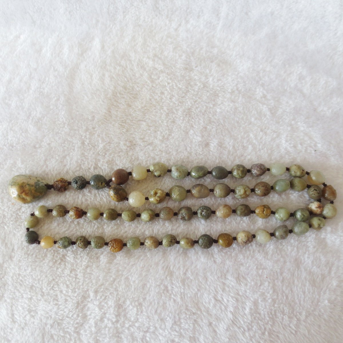 gobi eye stone beaded necklace, natural alxa agate pebble long necklace (n696) (copy)