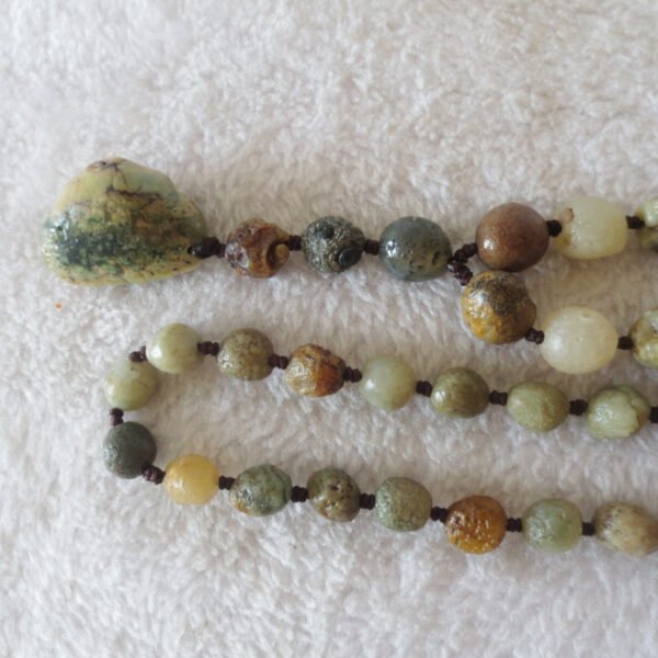 gobi eye stone beaded necklace, natural alxa agate pebble long necklace (n697)
