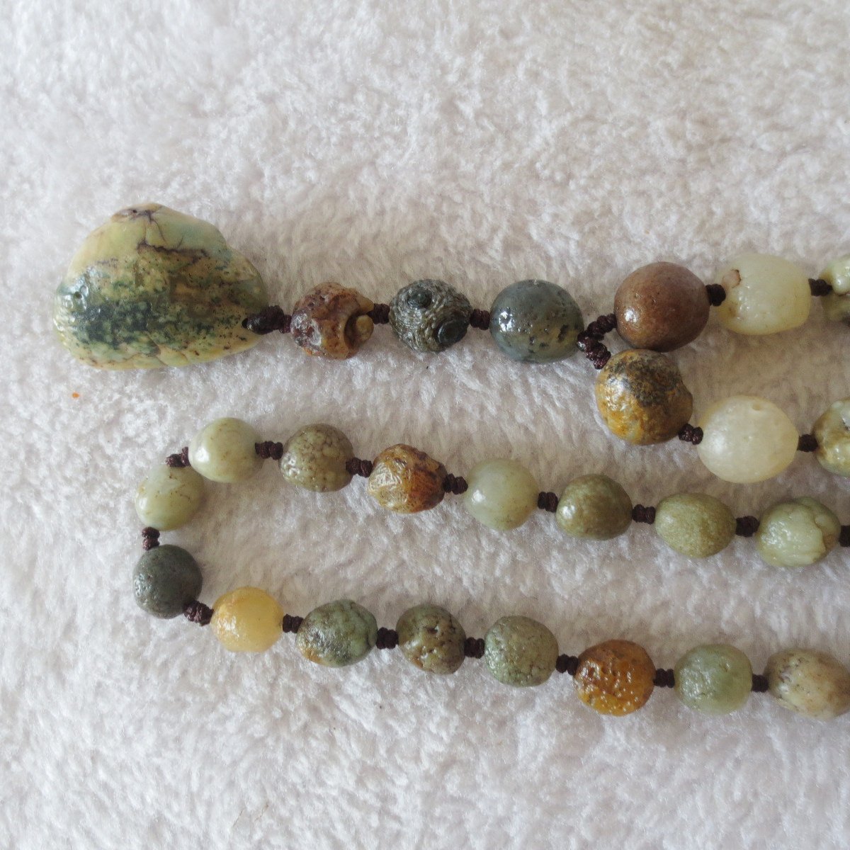 gobi eye stone beaded necklace, natural alxa agate pebble long necklace (n697)