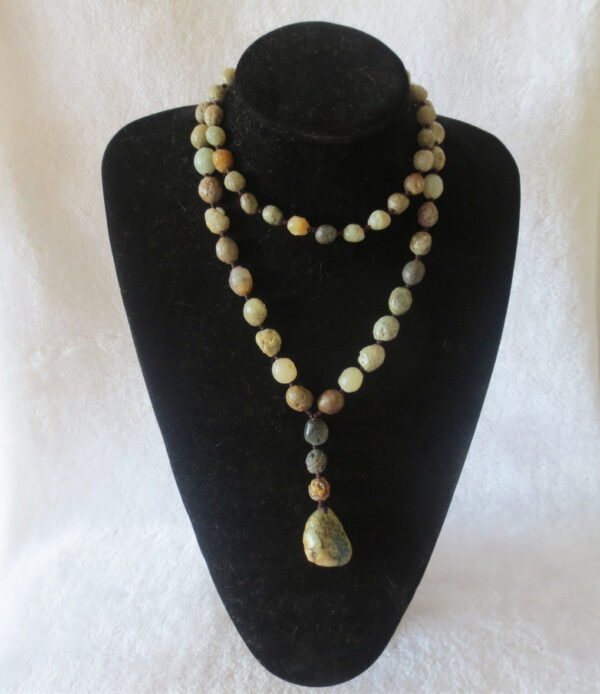 gobi eye stone beaded necklace, natural alxa agate pebble long necklace (n697)
