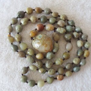 gobi eye stone beaded necklace, natural alxa agate pebble long necklace (n698)