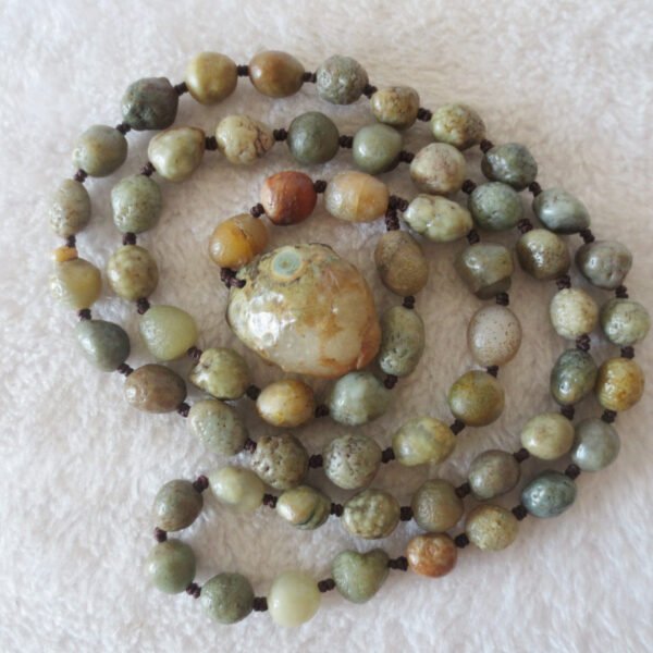 gobi eye stone beaded necklace, natural alxa agate pebble long necklace (n698)