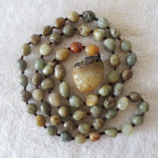 gobi eye stone beaded necklace, natural alxa agate pebble long necklace (n698)