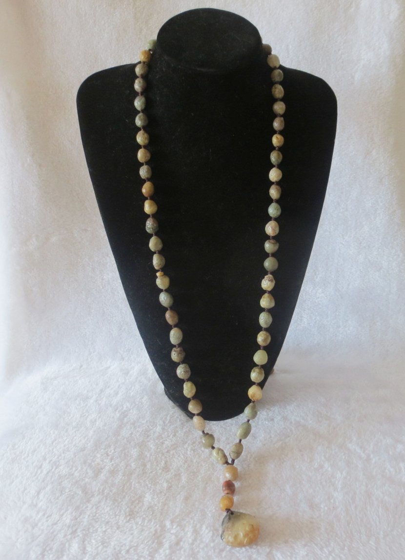 gobi eye stone beaded necklace, natural alxa agate pebble long necklace (n698)
