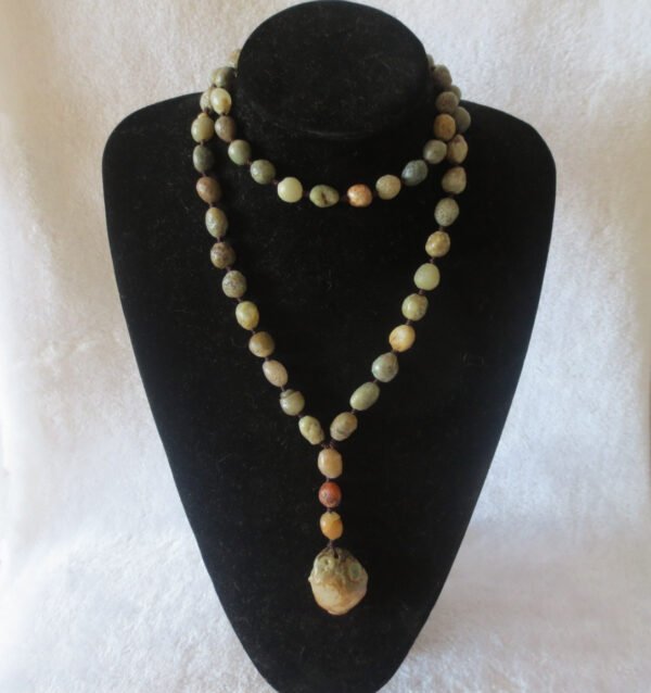 gobi eye stone beaded necklace, natural alxa agate pebble long necklace (n698)