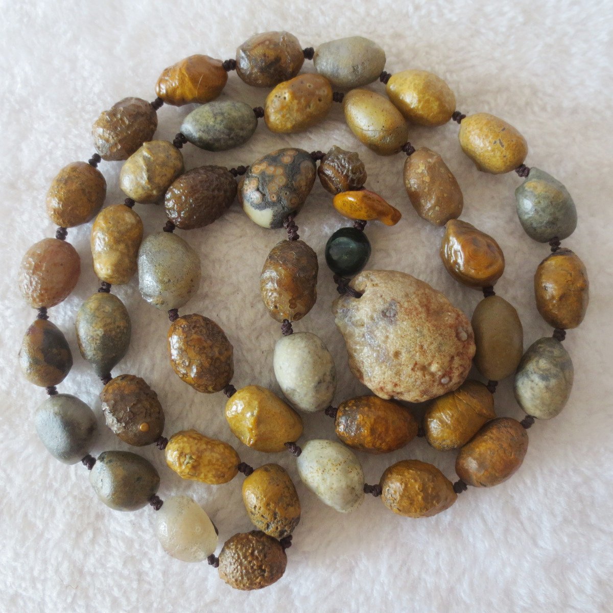 gobi eye stone beaded necklace, natural alxa agate pebble long necklace (n698) (copy)