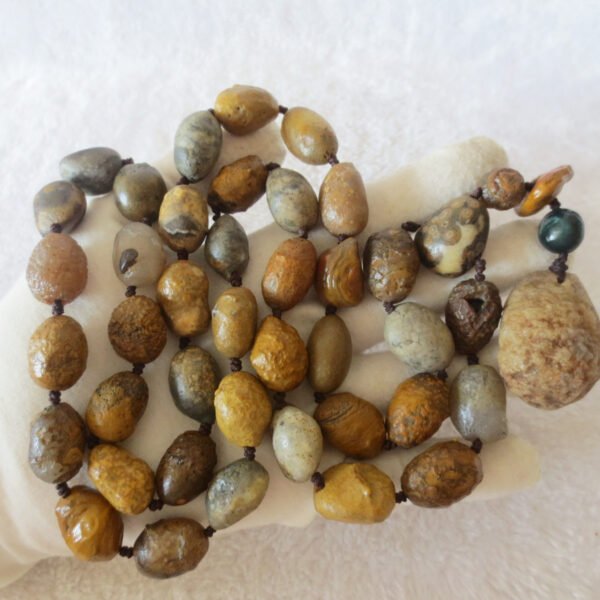 gobi eye stone beaded necklace, natural alxa agate pebble long necklace (n698) (copy)
