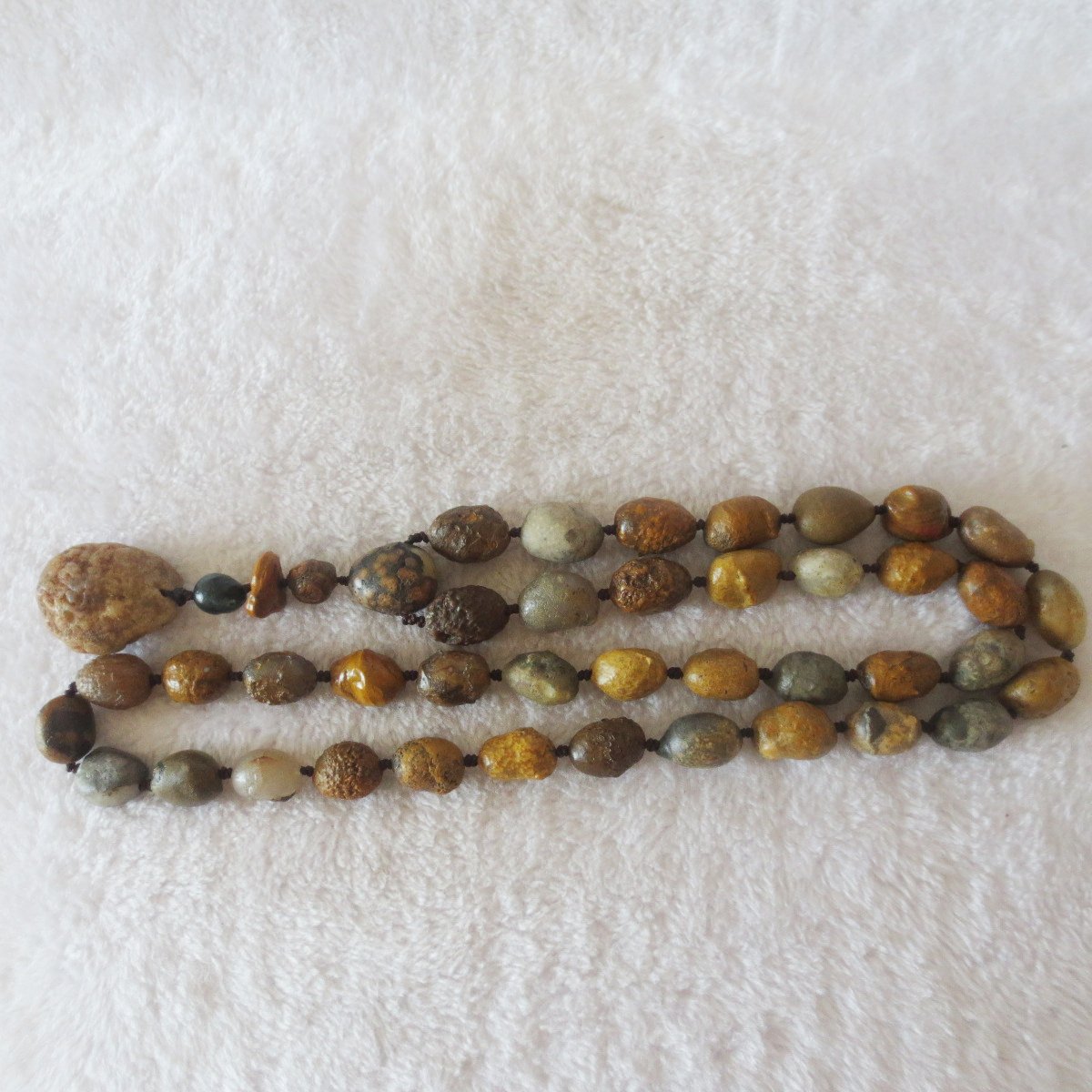 gobi eye stone beaded necklace, natural alxa agate pebble long necklace (n698) (copy)