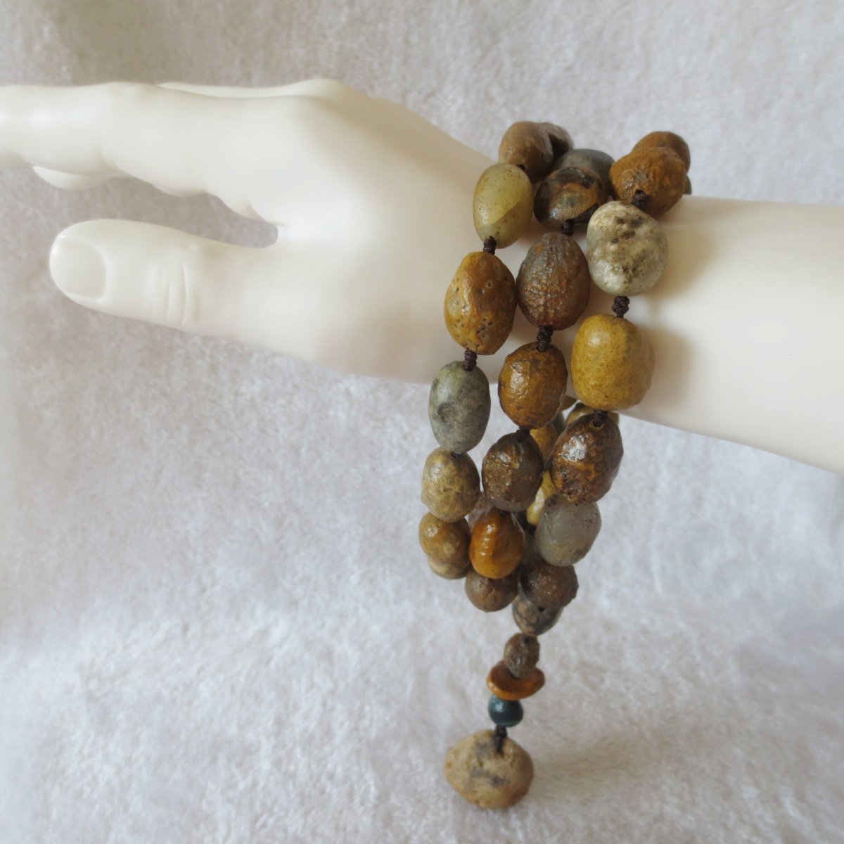 gobi eye stone beaded necklace, natural alxa agate pebble long necklace (n698) (copy)