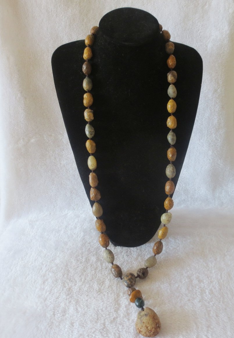 gobi eye stone beaded necklace, natural alxa agate pebble long necklace (n698) (copy)